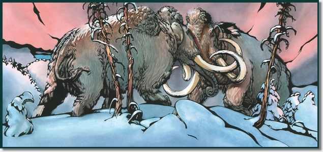 two giant Mammoth in battle